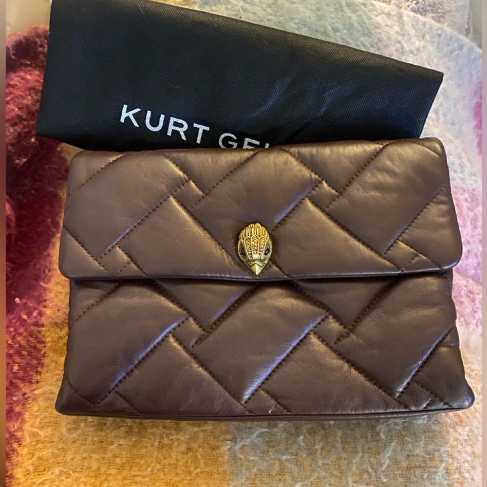 KURT GEIGER LONDON Medium Kensington Soft Quilted Brown Leather Convertible Bag - Picture 4 of 9